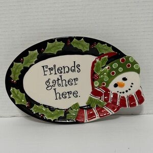 Fitz and Floyd Snowman Friends Gathering Sentiment Tray 2021